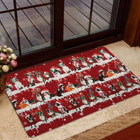 Snowflake Holiday Dog Welcome Mat, Boston Terrier Christmas Doormat, Winter Porch Door Mat, Boston Terrier Entry Rug, Xmas Present