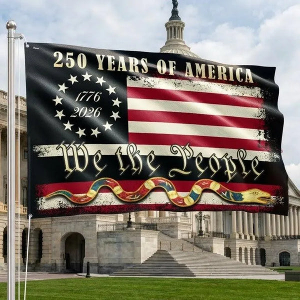 We The People 1776-2026 House Flag | 250 Years American Heritage Commemorative | Double-Sided Polyester | Patriotic Home Decor Gift