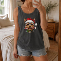Christmas Dog Tank, Yorkie Santa Tank Top, Adorable Yorkshire Terrier Xmas Sleeveless Tee, Holiday Dog Lover Present, Festive Pet Top