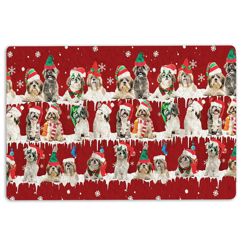 Merry Christmas Snowflake Welcome Mat, Shih Tzu Christmas Doormat, Holiday Dog Door Mat, Winter Entryway Rug, Shih Tzu Lover Xmas Present