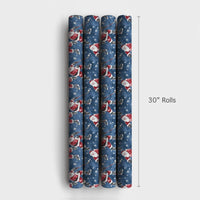 Ice Hockey Christmas Gift Wrap, Hockey Santa Wrapping Paper, Dark Blue Sports Holiday Gift Wrap, Winter Hockey Player Gift Wrapping Paper
