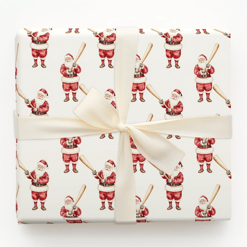 Baseball Christmas Gift Wrap, Santa Claus Baseball Wrapping Paper, Sports Holiday Gift Wrap, Baseball Xmas Wrapping Paper, Sports Fan Wrap