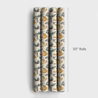 Farmhouse Rooster Holiday Gift Wrap, Christmas Chicken Wrapping Paper, Rustic Country Pine Present Wrap, Hen Barnyard Holiday Present Paper