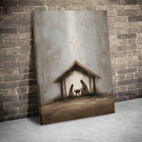 Holy Family Nativity Scene Print, Nativity Scene Canvas Wall Art, Impressionist Nativity Scene Poster, Christmas Manger Art