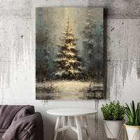 Impressionist Snowy Winter Forest Print, Christmas Tree Canvas Wall Art, Holiday Landscape Poster, Digital Download