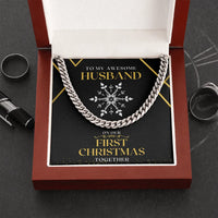 First Christmas Mens Cuban Chain, Cuban Link Chain Necklace for Husband, Stainless Steel Cuban Link Pendant Necklace, Holiday Present for Him