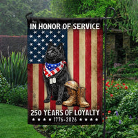 Schipperke Dog Garden Flag | 250 Years of Loyalty Patriotic Design | US Veteran Memorial Flag | Double-Sided Outdoor Decor