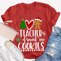 Christmas Tree Holiday Teacher Shirt, Teacher of Smart Cookies T-Shirt, Humorous Teacher Xmas Tee, Adorable School Educator Present T-Shirt