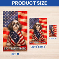 Shih Tzu Garden Flag | 250 Years Strong Patriotic Design | Double-Sided Polyester | Dog Lovers Gift