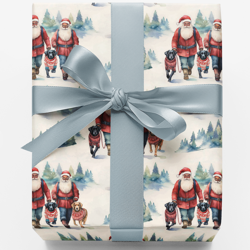 Christmas Dog Gift Wrap, Santa Dog Parade Wrapping Paper, Adorable Holiday Pups Wrapping Paper, Festive Winter Puppy Gift Wrap Roll