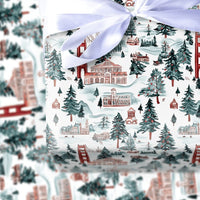 Golden Gate Bridge Gift Wrap, San Francisco Christmas Wrapping Paper, Watercolor Winter City Wrapping Paper, SF Landmark Holiday Gift Wrap