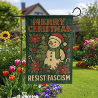 Festive Snowman Christmas Garden Flag, Resist Fascism Garden Flag, Winter Holiday Yard Flag, Double Sided Lawn Banner, Activism Xmas Present