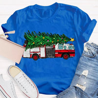 Retro Red Truck Holiday Graphic Tee, Vintage Christmas Tree Truck T-Shirt, Merry Christmas Winter Shirt, Xmas Present for Men and Women