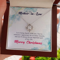 Cubic Zirconia Pendant Necklace, Mother-in-Law Love Knot Necklace, 14k White Gold Finish Jewelry, Meaningful Christmas Present