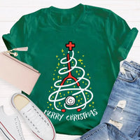Holiday Nurse T-Shirt, Stethoscope Christmas Tree School Nurse Shirt, Adorable Medical Christmas Graphic Tee, School Nurse Xmas Present