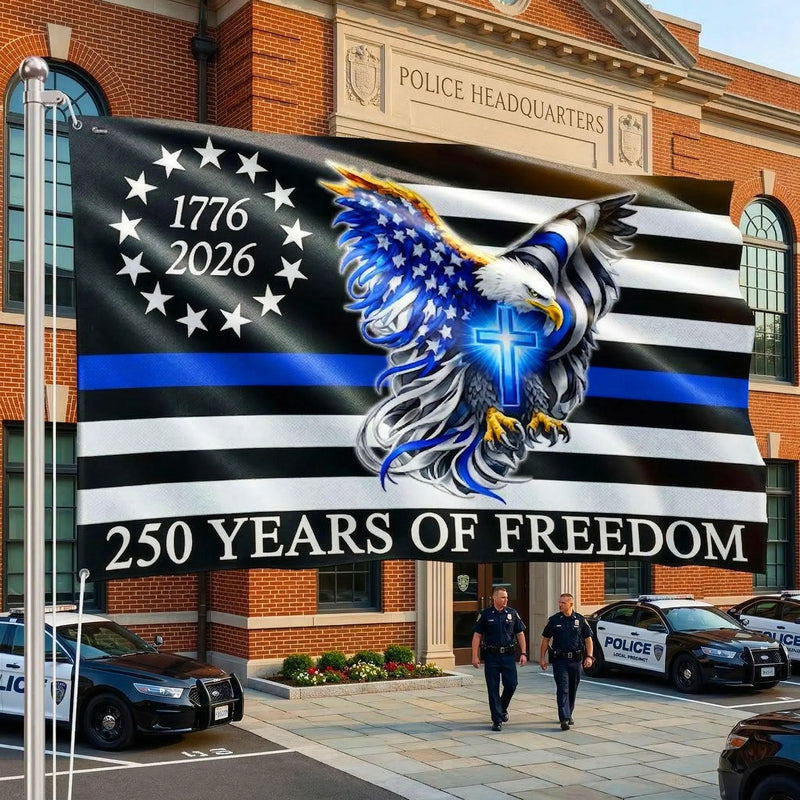 Thin Blue Line Flag 250 Years | Police Support Eagle Design | Weather-Resistant Polyester | Law Enforcement Gift