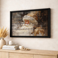 Vintage Holiday Santa Portrait Canvas Print, Rustic Santa Claus Canvas Wall Art, Farmhouse Christmas Canvas, Seasonal Winter Decor Present