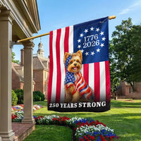 Yorkshire Terrier American Flag Garden Flag | 250 Years Strong 1776-2026 | Double-Sided Polyester | Patriotic Dog Lover Gift