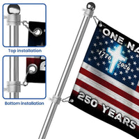 One Nation Under God House Flag | 250 Years of Blessing Eagle Cross American Flag | UV-Resistant Polyester | Patriotic Home Decor Gift