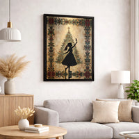 Vintage Girl Tree Canvas Print, Nutcracker Christmas Canvas Art, Festive Silhouette Canvas Decor, Christmas Wall Art, Holiday Canvas Art
