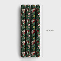 Humorous Wine Lover Gift Wrap, Santa Wine Toast Christmas Wrapping Paper, Holiday Santa Claus Wrapping Paper, Festive Pine Present Wrap