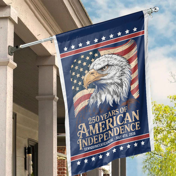 250 Years American Independence House Flag | Semiquincentennial Bald Eagle Design | Weather-Resistant Premium Polyester | Patriotic 2026 Celebration Gift