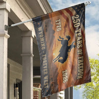 Wyoming Forever West House Flag |250 Years of Freedom1776-2026 Cowboy Sunset Design | Double-Sided UV-Resistant Outdoor Flag | Patriotic Gift for Wyoming Proud Americans