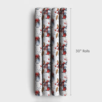 Watercolor Drummer Gift Wrap, Drumming Santa Christmas Wrapping Paper, Rock and Roll Santa Wrapping Paper, Music Lover Holiday Gift Wrap