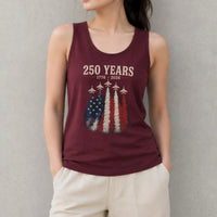 250 Years America Tank Top | 1776-2026 Vintage Fighter Jet Flag Design | Soft Breathable Unisex Activewear | Patriotic Gift for History Fans
