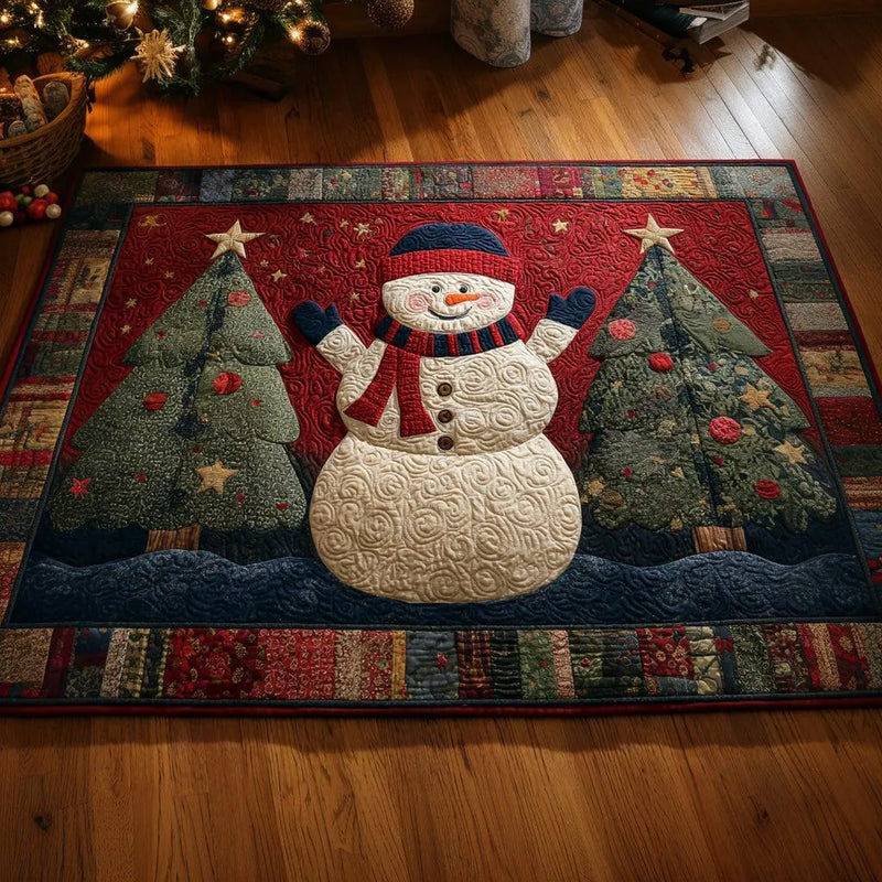 Christmas Snowman Floor Rug, Plaid Snowman Area Rug, Winter Holiday Snowman Rug, Washable Non Slip Seasonal Rug, Adorable Festive Decor Rug