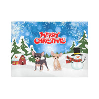 Winter Holiday Dog Rug, Merry Christmas Chihuahua Runner Rug, Festive Hallway Rug Runner, Adorable Dog Lover Floor Mat, Xmas Holiday Present