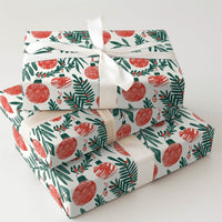 Holly and Pine Foliage Gift Wrap, Christmas Ornament Wrapping Paper, Red Berry Holiday Wrapping Paper, Classic Xmas Gift Wrap Roll