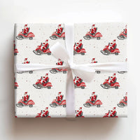 Watercolor Santa Gift Wrap, Santa Claus Snowmobile Wrapping Paper, Red Snowmobile Christmas Wrapping Paper, Whimsical Holiday Wrapping Paper