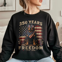 Patriotic Bulldog Sweatshirt | 250 Years Freedom 1776-2026 Americana Art | Soft Cotton Polyester Blend | Gift for Dog Lovers and Patriots
