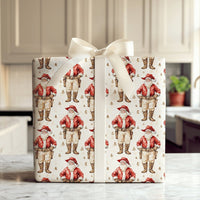 Western Holiday Gift Wrap, Cowboy Santa Claus Christmas Wrapping Paper, Retro Country Wild West Christmas Wrapping Paper, Holiday Gift Wrap