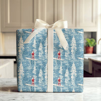 Coastal Tree Reflections Gift Wrap, Santa Paddleboarding Wrapping Paper, Watercolor SUP Christmas Paper, Unique Holiday Wrapping Paper Roll
