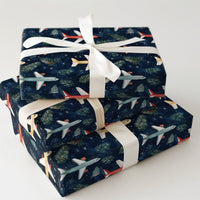 Aviation Holiday Gift Wrap, Airplane Christmas Wrapping Paper, Watercolor Airplane Wrapping Paper, Pilot Xmas Gift Wrap, Travel Lover Present