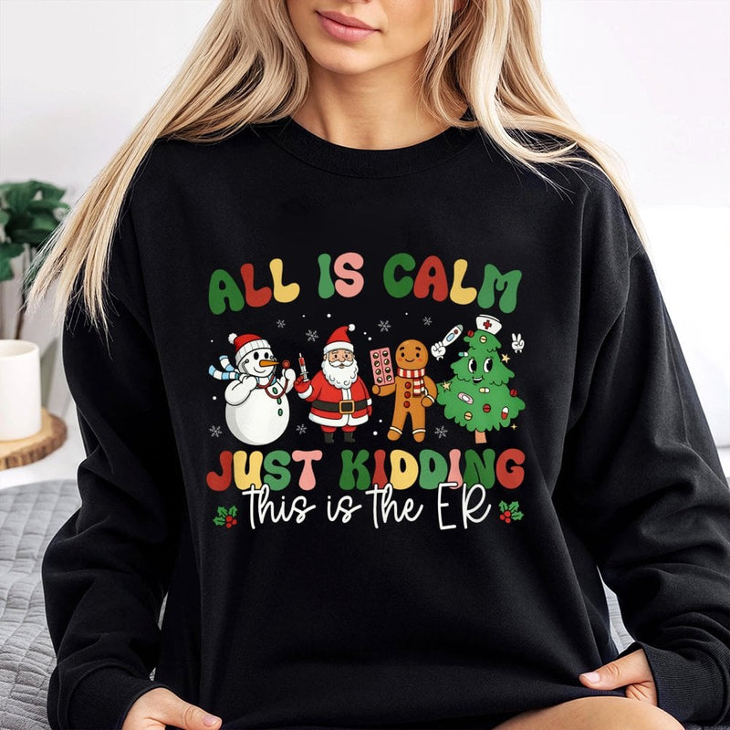Humorous ER Medical Staff Holiday Crewneck, Emergency Room Nurse Christmas Sweatshirt, Hospital RN Xmas Sweater, Nurse Holiday Present