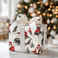 Humorous ATV Santa Gift Wrap, Santa Snowmobile Wrapping Paper, Watercolor Winter Sports Paper, Christmas Outdoor Wrapping Paper Roll