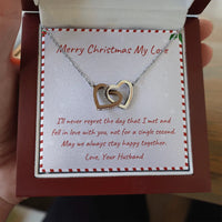 Double Heart Pendant Necklace, Interlocking Hearts Necklace, Cubic Zirconia Heart Necklace, Meaningful Wife Christmas Present, Romantic Jewelry