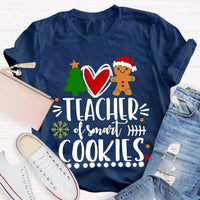 Christmas Tree Holiday Teacher Shirt, Teacher of Smart Cookies T-Shirt, Humorous Teacher Xmas Tee, Adorable School Educator Present T-Shirt