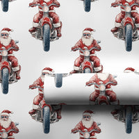 Biker Santa Claus Gift Wrap, Sunglasses Santa Motorcycle Wrapping Paper, Cool Santa Holiday Wrapping Paper, Christmas Motorcycle Gift Wrap