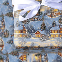 Snowy Winter Landscape Gift Wrap, Christmas Village Wrapping Paper, Comfy Cottage Holiday Wrapping Paper, Traditional Winter Gift Wrap