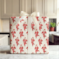 Jogging Santa Claus Gift Wrap, Running Santa Christmas Wrapping Paper, Tracksuit Santa Wrapping Paper, Fitness Runner Holiday Gift Wrap