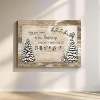 Christmas Wall Art, Santa Sleigh Pine Trees Canvas Print, Rustic Holiday Quote Sign Canvas Decor, Christmas Eve Wall Art, Family Xmas Present