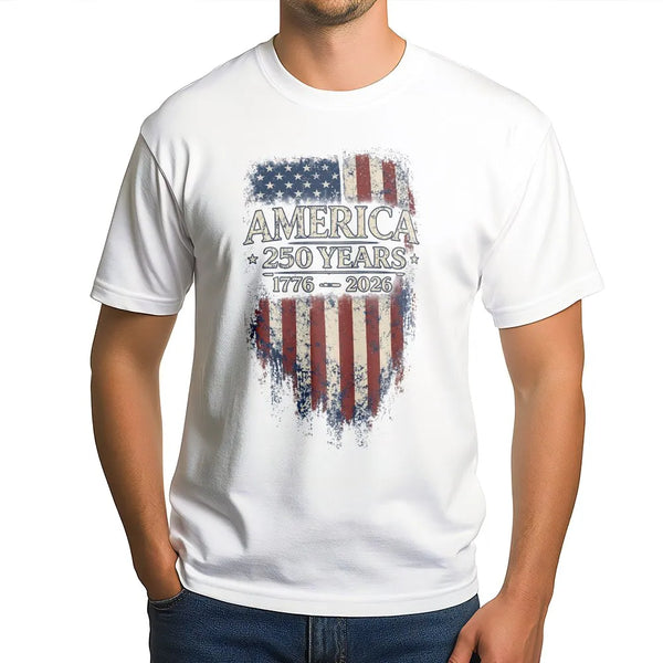 America 250 Years T-Shirt | Vintage 1776-2026 Distressed Flag Design | Soft Cotton Patriotic Tee | Semiquincentennial Gift for History Lovers