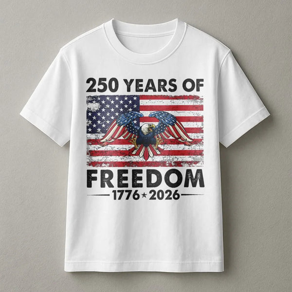 250 Years of Freedom T-Shirt | Patriotic American Eagle 1776-2026 Graphic | Premium Soft Cotton | Unisex USA Independence Day Gift for Adults