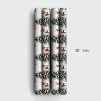 Christmas Tree Gift Wrap, Watercolor Reindeer Wrapping Paper, Winter Deer Holiday Wrapping Paper, Rustic Woodland Gift Wrapping Paper