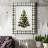 Vintage Holiday Wall Art, Rustic Green Plaid Christmas Tree Digital Download, Festive Winter Botanical Poster, Printable Farmhouse Decor