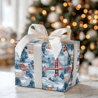 Golden Gate Bridge Gift Wrap, San Francisco Christmas Wrapping Paper, Winter Wonderland Wrapping Paper, California Holiday Gift Wrap